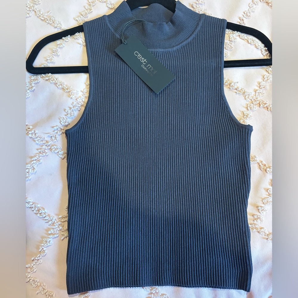 C’est Moi Women's Charcoal Ribbed Tank Top